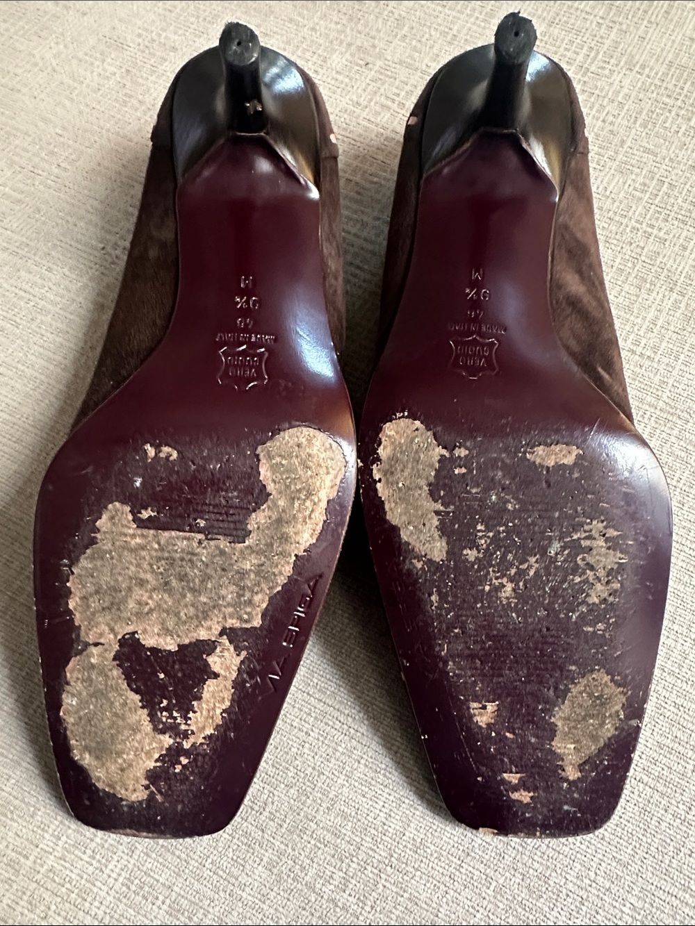 Via Spiga Brown Suede Pumps with Pink Rosette Detail - Picture 3 of 4
